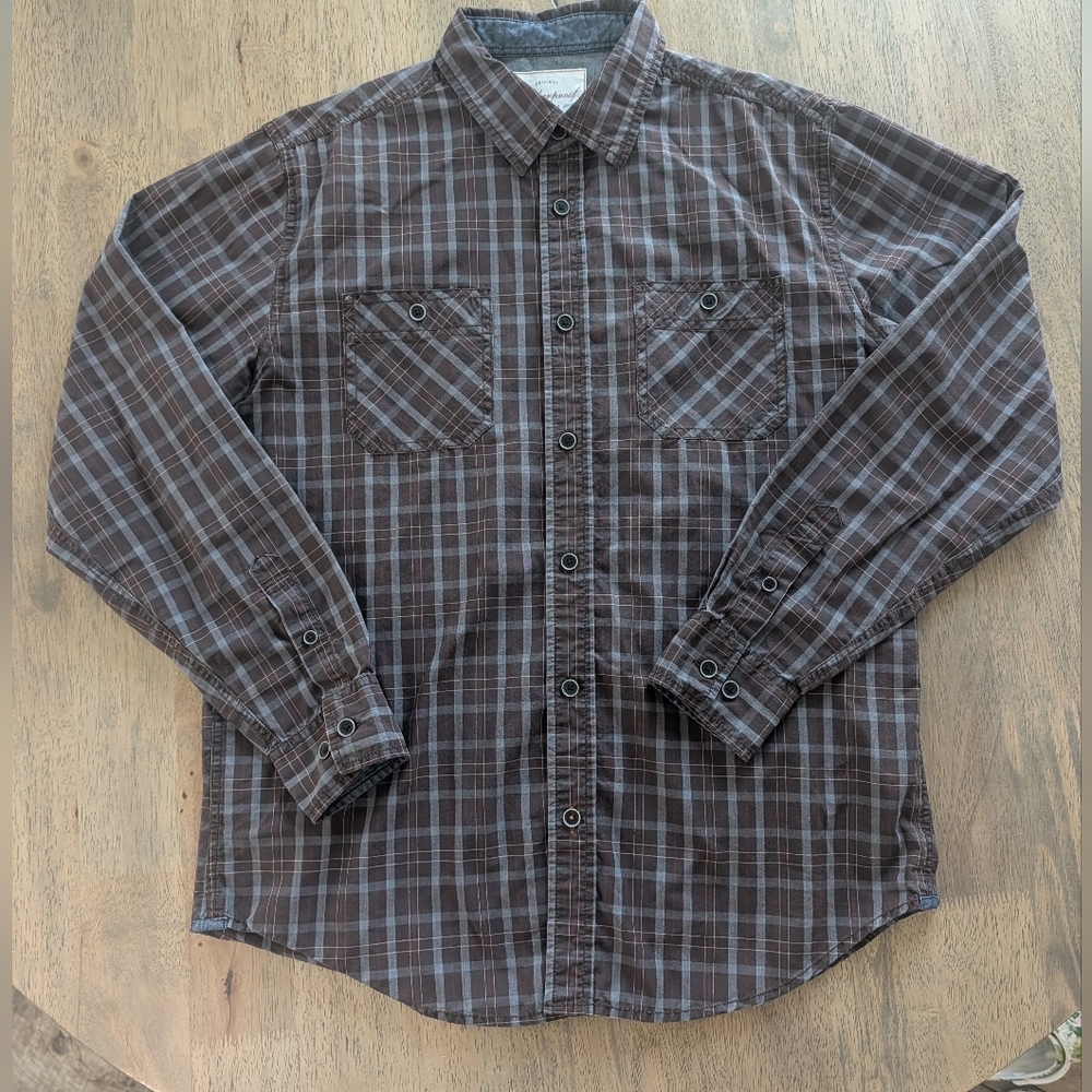Weatherproof Vintage Double Pocket Plaid Button Down Shirt Long Sleeve Size M